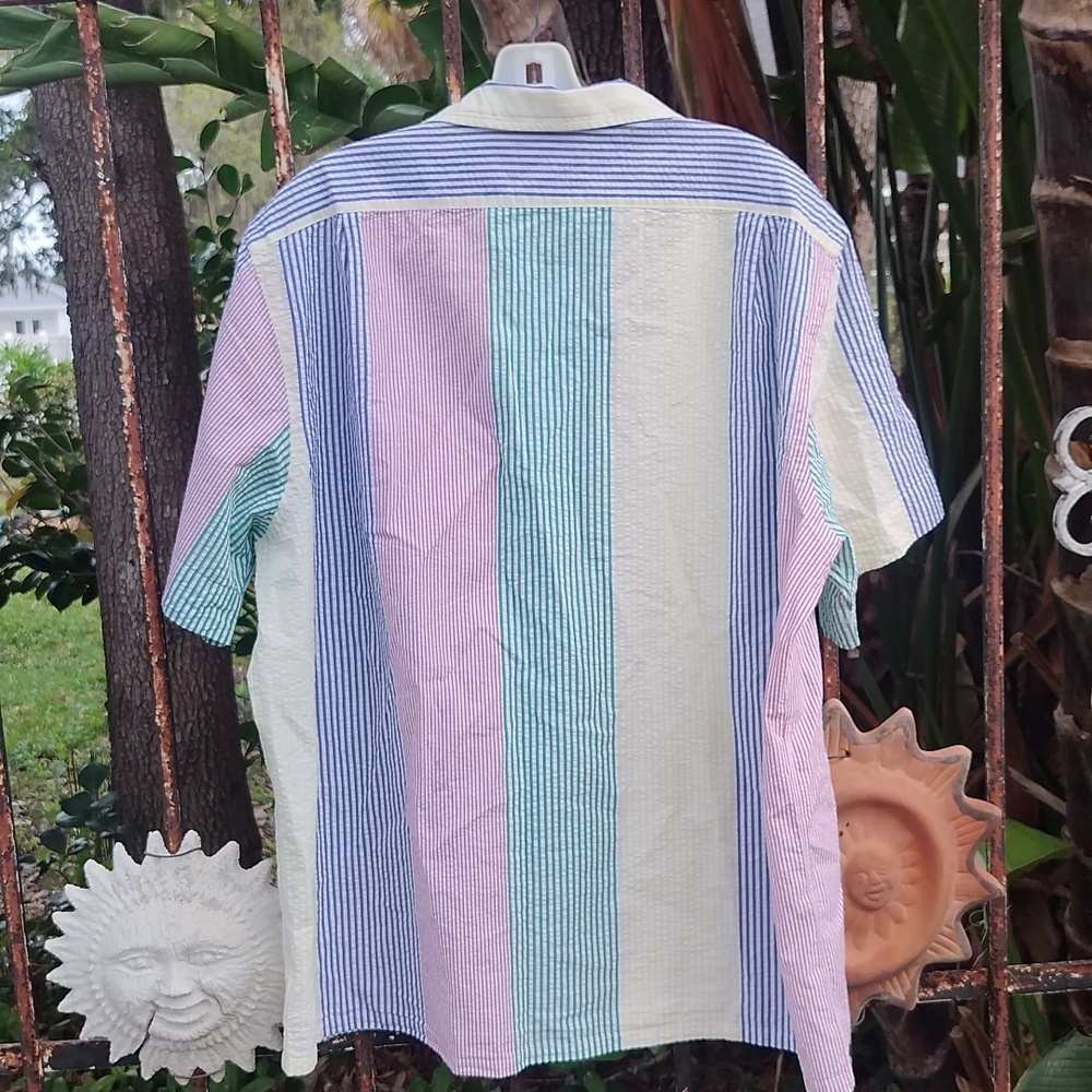 Paul Ralph Lauren Blue Label Men's Seersucker Cotton Shirt XL - Picture 5 of 6